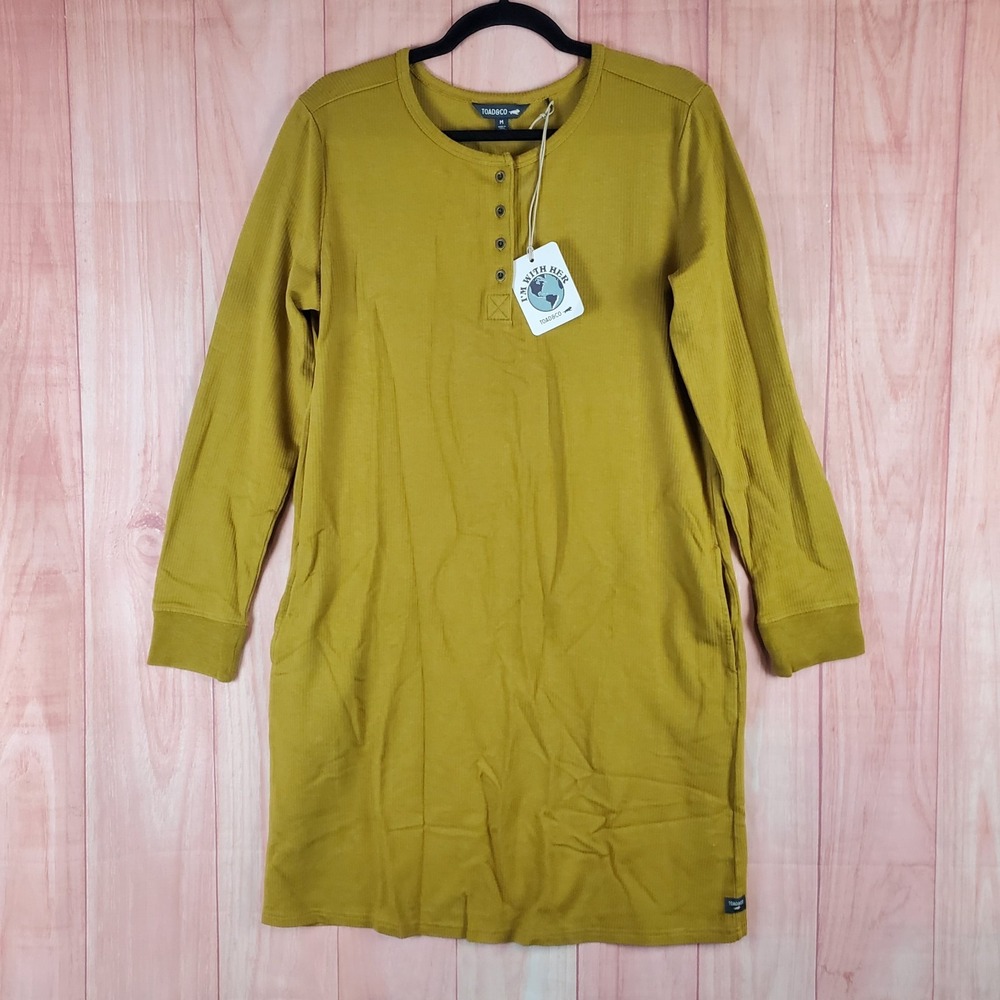 Toad & Co Ponderosa Shift Dress Womens Medium Cotton Henley Neck